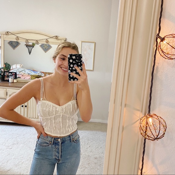 Free People Tops - FREE PEOPLE BABYDOLL WHITE CROP TOP TUBE TOP